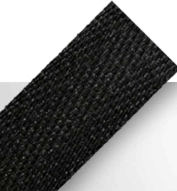 Black polyester tape available in lightweight, midweight, and heavyweight variations